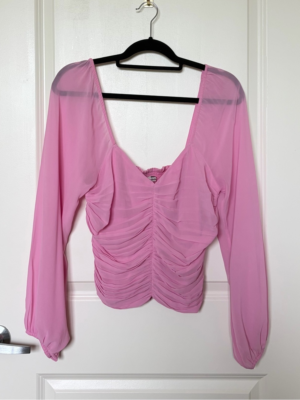 Abercrombie & Fitch Pink Ruched Long Sleeve Top
